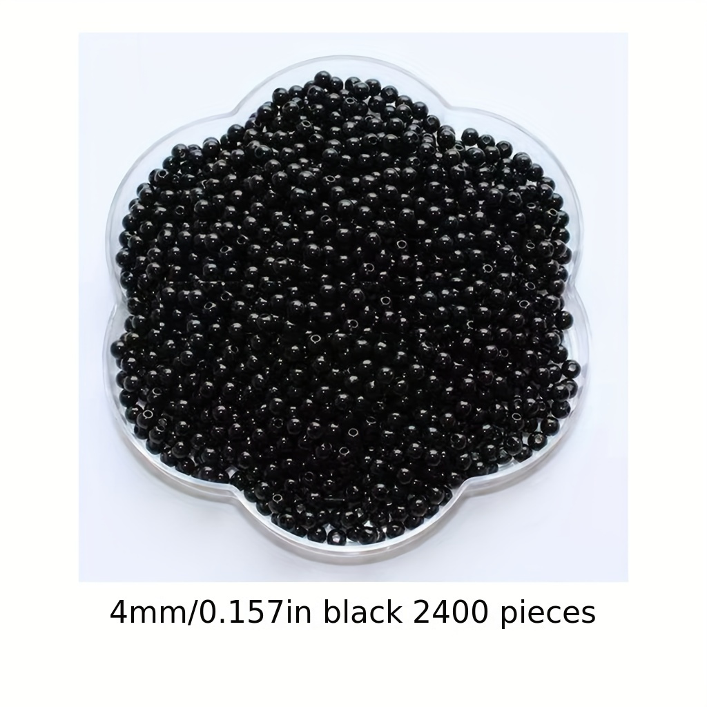 Image of 2400 Beads, 4mm Round Beads With Holes, Suitable For Handmade Jewelry Diy Bracelet Necklaces And Vase Fillers (black)