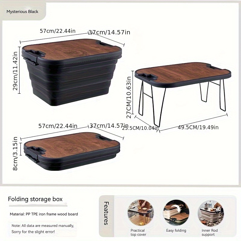 1pc Folding Outdoor Picnic Basket, Plastic Folding Storage Basket,  Waterproof Storage Box, With Deformable Desk Lid, Outdoor Camping Storage  Bin, Larg