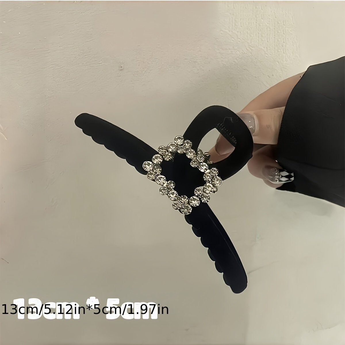 Image of Korean Style Velour Rhinestone Square Large Claw Hair Clip Essential Hot Trend Daily Simple Elegant Hair Grip