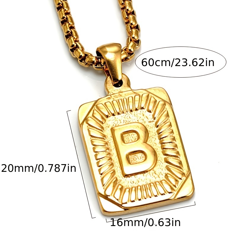 18k Gold Plated Square Stainless Steel Letter Pendant - Temu Australia