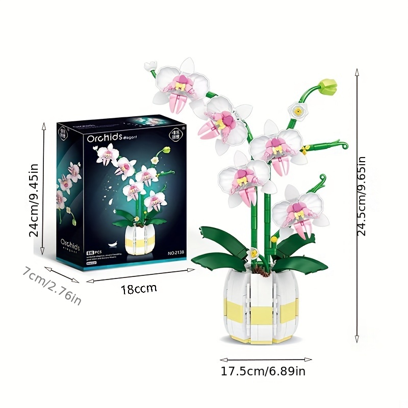 Ensemble de construction de décor de plante d'orchidée pour adulte,  collection de blocs de construction de collection de bonsaïs botaniques de  fleurs compatible avec Lego-581pcs