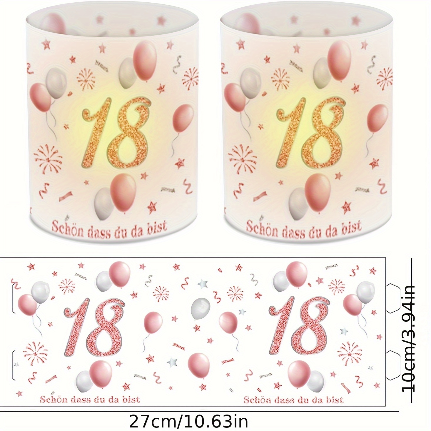 Image of Set Of 6 Rose Golden Candle Sleeves For An 18th Birthday Celebration, Perfect For Table Decor And Suitable For Tea Lights Or Candles