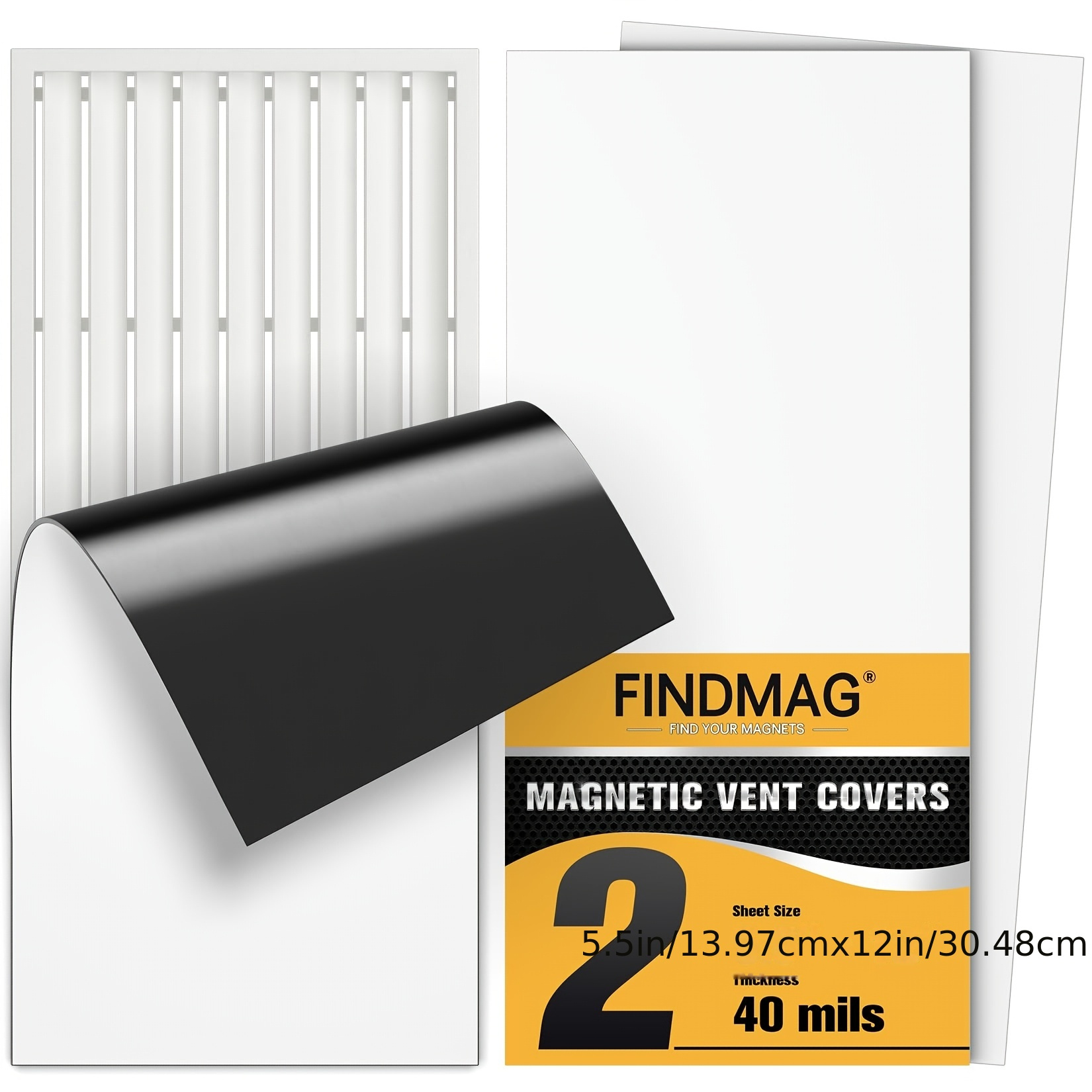 

2-pack Findmag Strong Magnet Vent Covers, Flexible Synthetic Rubber Registers For Home Hvac And Ac Systems, Easy To Cut And Install, Compatible With Floor, Ceiling, Wall Vents