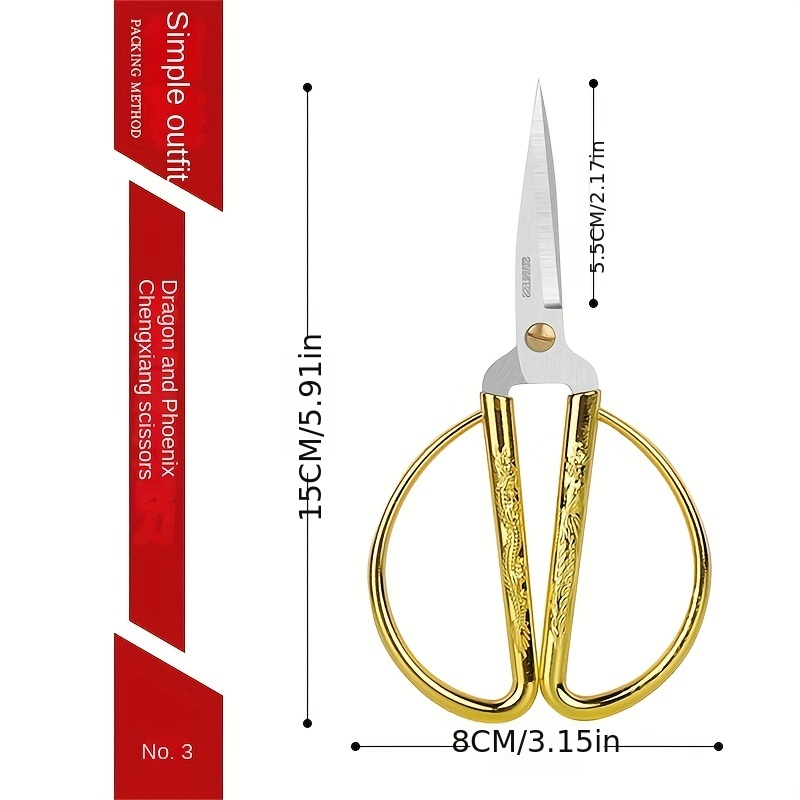 Kitchen Scissors 2cr13 Stainless Steal Golden Dragon And - Temu