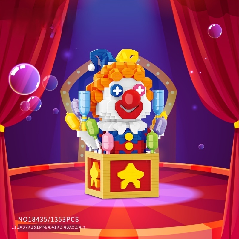 Personnage De Dessin Animé Clown Surprise Créatif, Mini Blocs De