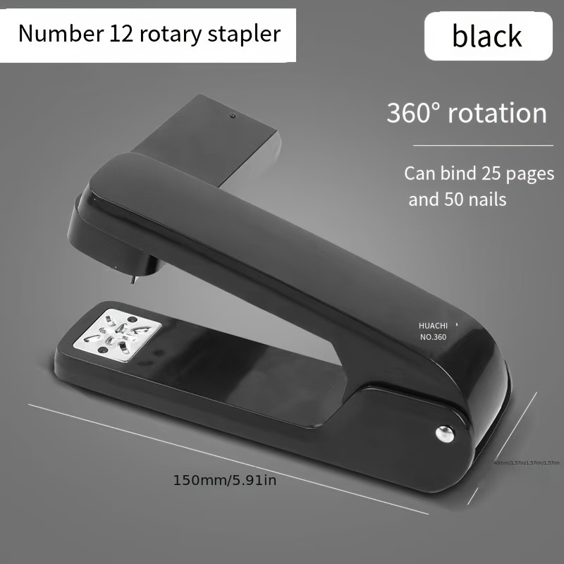 

Heavy-duty No. 12 Rotary Stapler - 360° Rotating Base, 25-page Capacity, Non-slip Abs For Office, School, And Business Use, Business Stationery | Functional Design | Nonslip Base