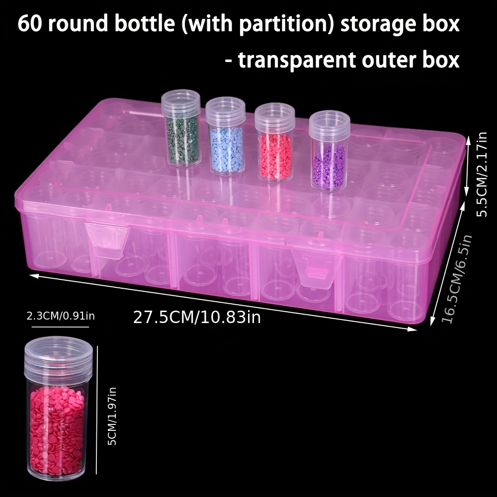 64pcs/box DIY Diamond Painting Storage Box, 64 Slots Bead Storage  Containers With 80pcs Label For DIY Diamond Art Organizer, Bead And Seed  Storage Box