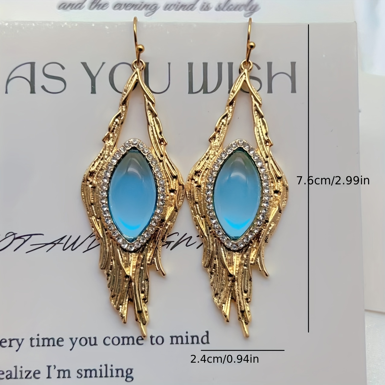 18K Gold Plated Dangle Earrings with Rhinestone Accents