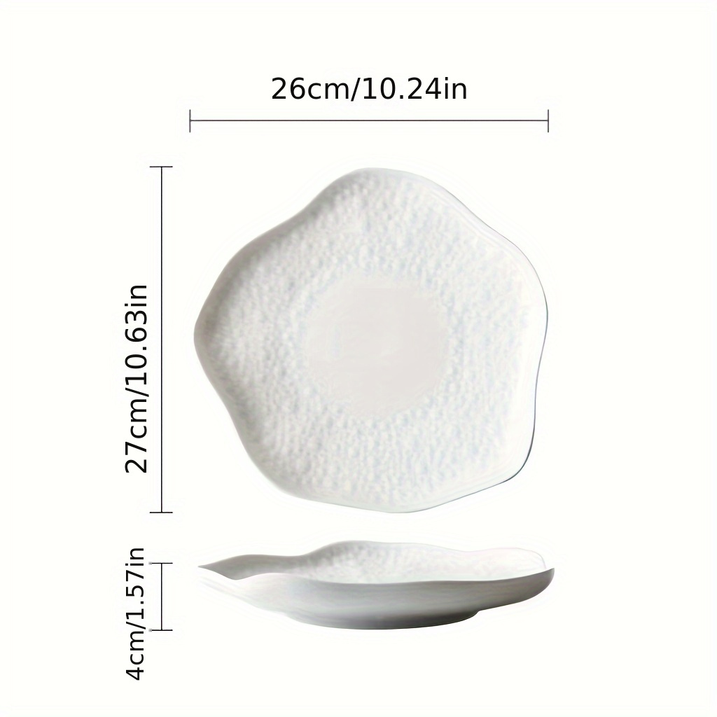 1pc Ceramic French-Style Fan Plate with Irregular Shape - Elegant Asymmetric Dish for Steak, Salads, Pasta, Desserts - for all types of cuisines (Modern for special occasion or Everyday Dining)
