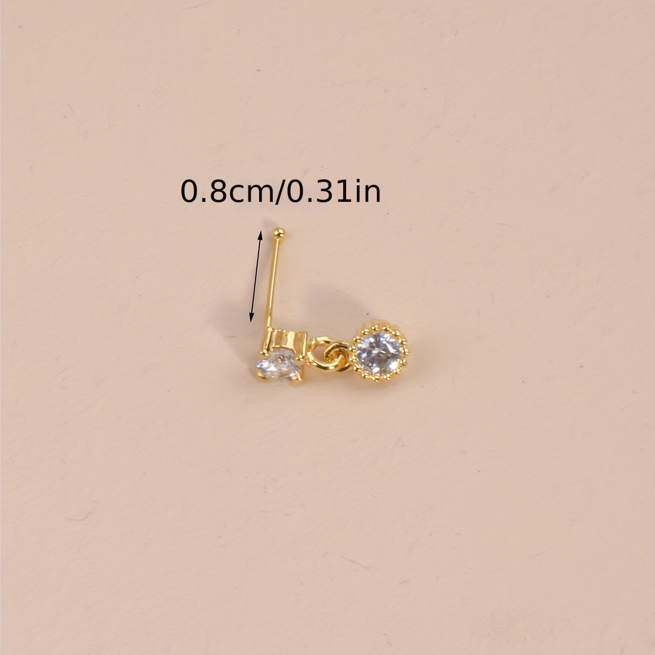 Dangle Nose Ring with Round Cut Zircon, Body Piercing