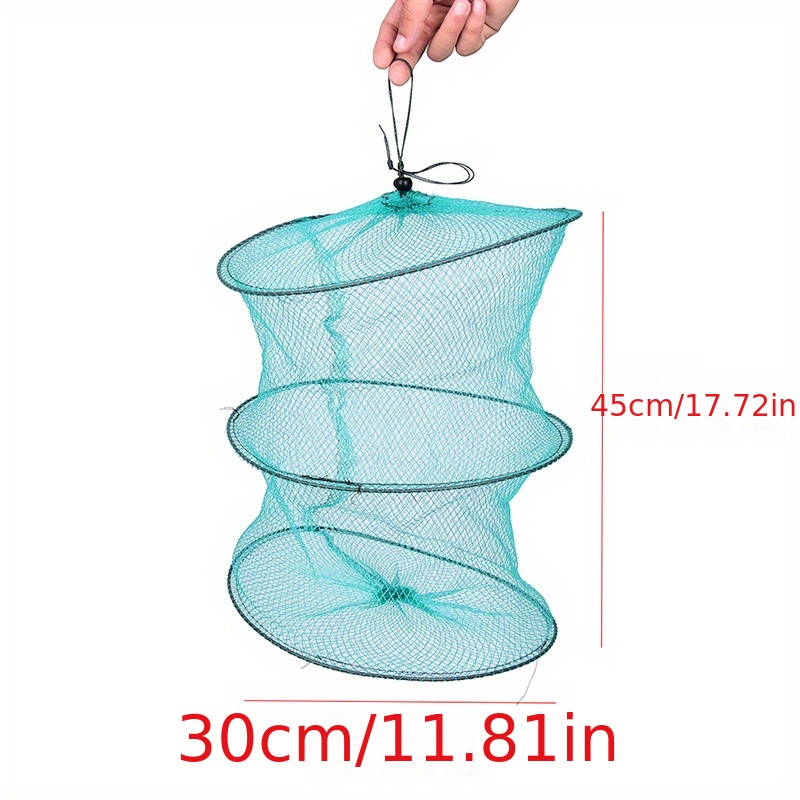 Folding Round Nylon Mesh Metal Frame Crab Fishing Net Fish Crawdad