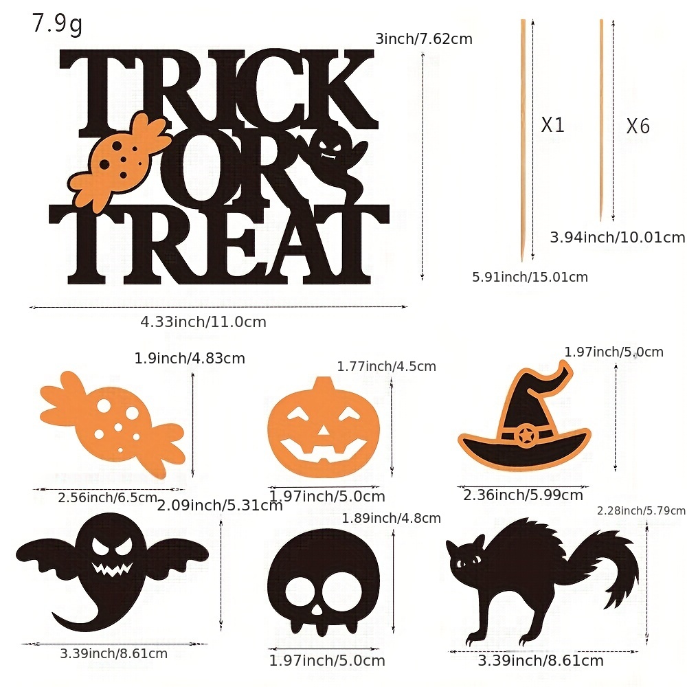 1 Set Halloween Cake Topper Ghost Pumpkin Bats Zombie Cake Inserts ...