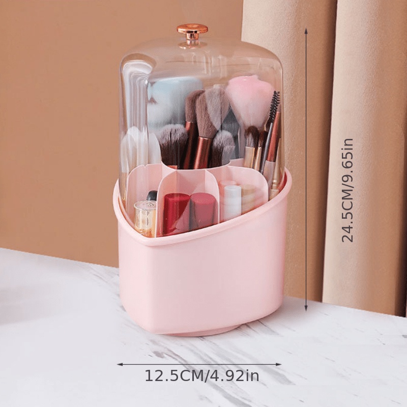 6 Slots Tabletop Makeup Brush Holder Storage 360 Degree Rotating Cosmetic  Case