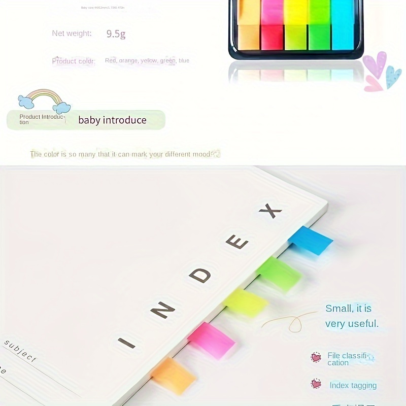 540 Sheets Multicolor Notepad Fluorescent Index Stickers