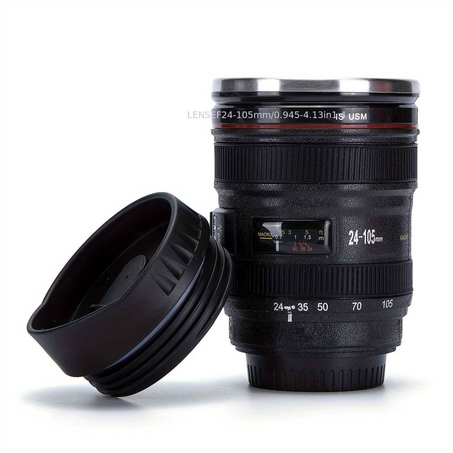 

1pc, 350ml Camera Lens Coffee Mug With Lid, Stainless Steel Travel Coffee Cup