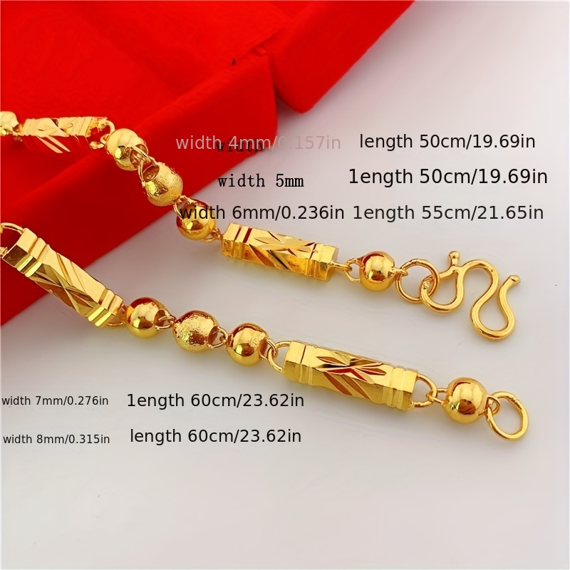 7mm Width 24K Plated Copper Necklace For Men, Domineering Cylindrical Bead  Necklace