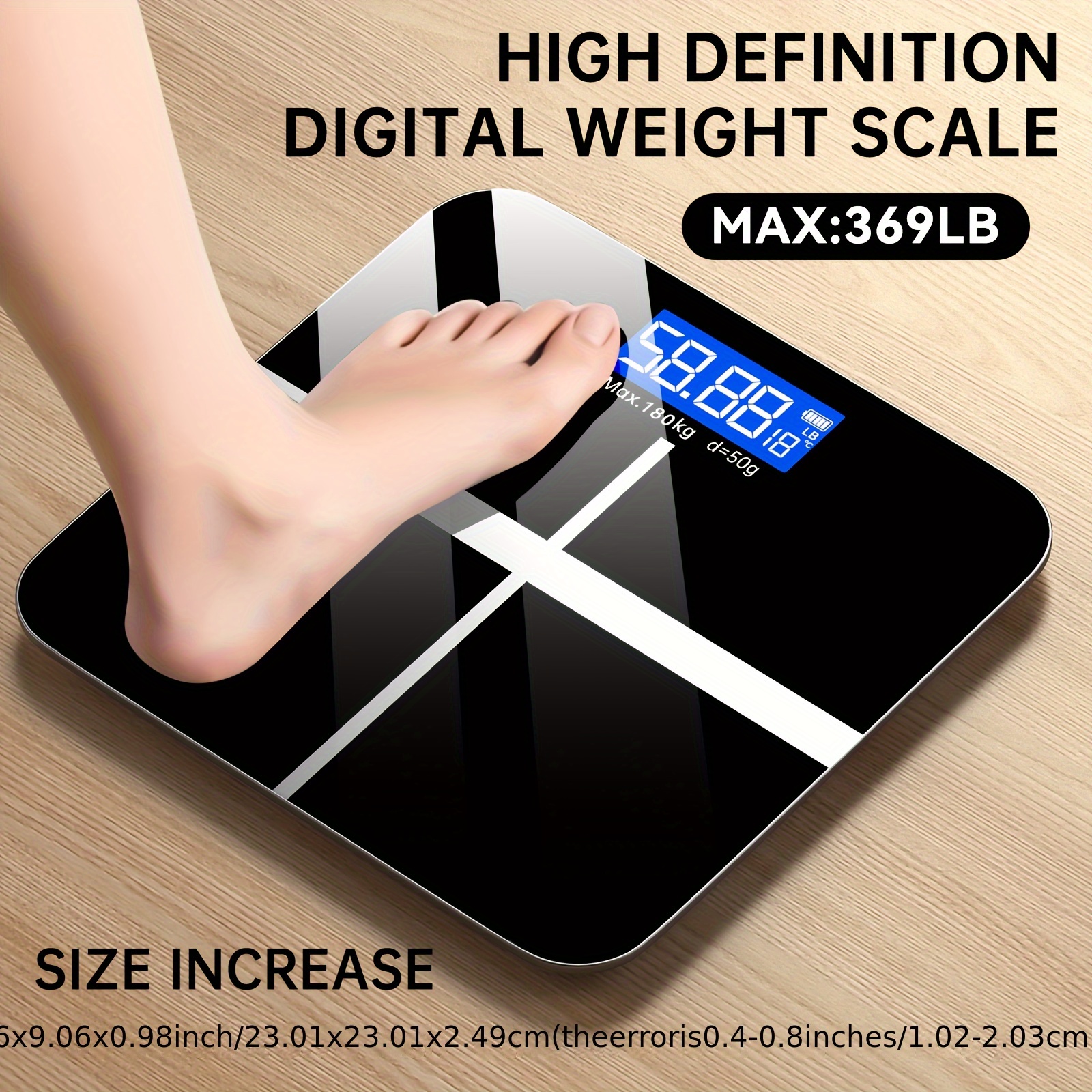 396 pound digital bathroom scale   weight scale with lcd high definition display and temperature display switchable between kg and lb   platform   electronic weighing battery powered brand  