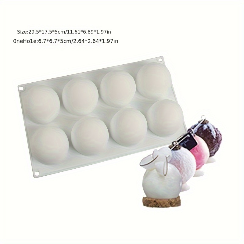 Image of Silicone Sphere Mold, 8- 3d Ball Shape For Ice, , Chocolates, - Food Grade, Bakeware, Diy Baking Tool