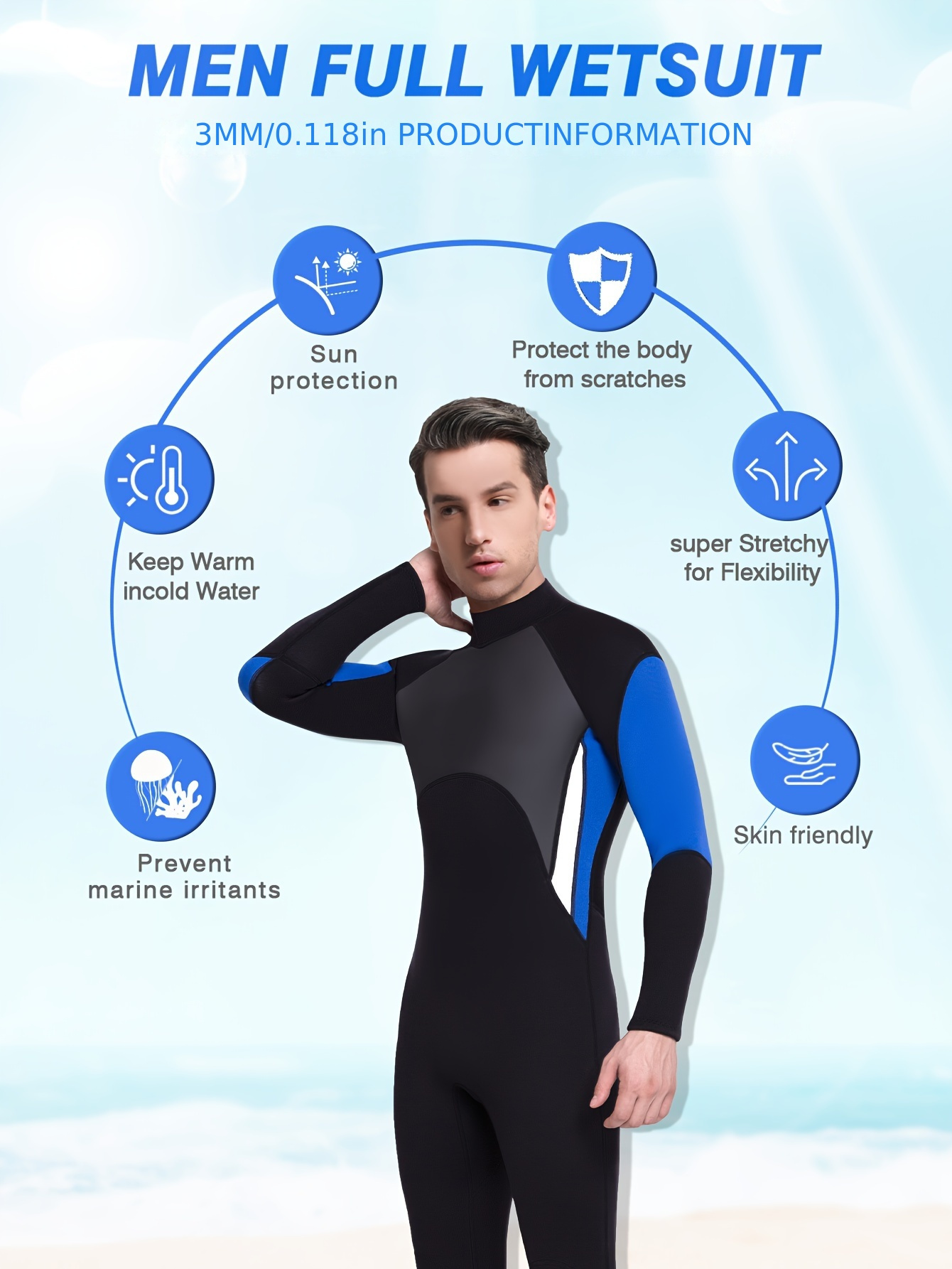 Adult Wetsuit Professional Water Sports Accessory Long Sleeve Neoprene  Surfing Diving Equipment Adult Swimsuit for Men Women/Black, L. :  : Sports & Outdoors