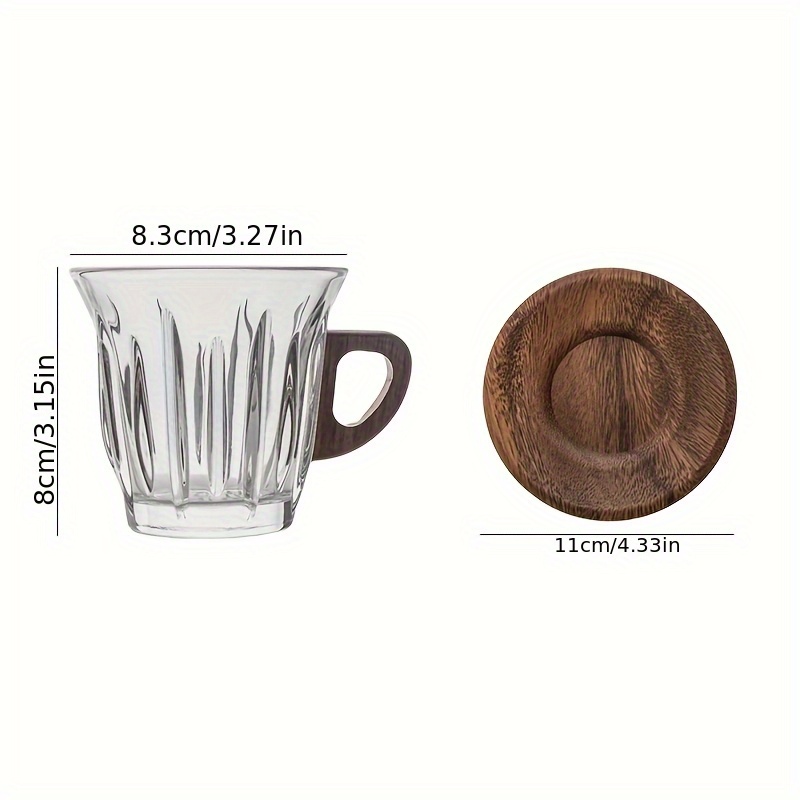 E-shop Glas Kaffeebecher Set mit Untertassen, Milchbecher, Teetasse, Becher, mit Griff, leicht zu halten und zu transportieren, geeignet für Cafés,
