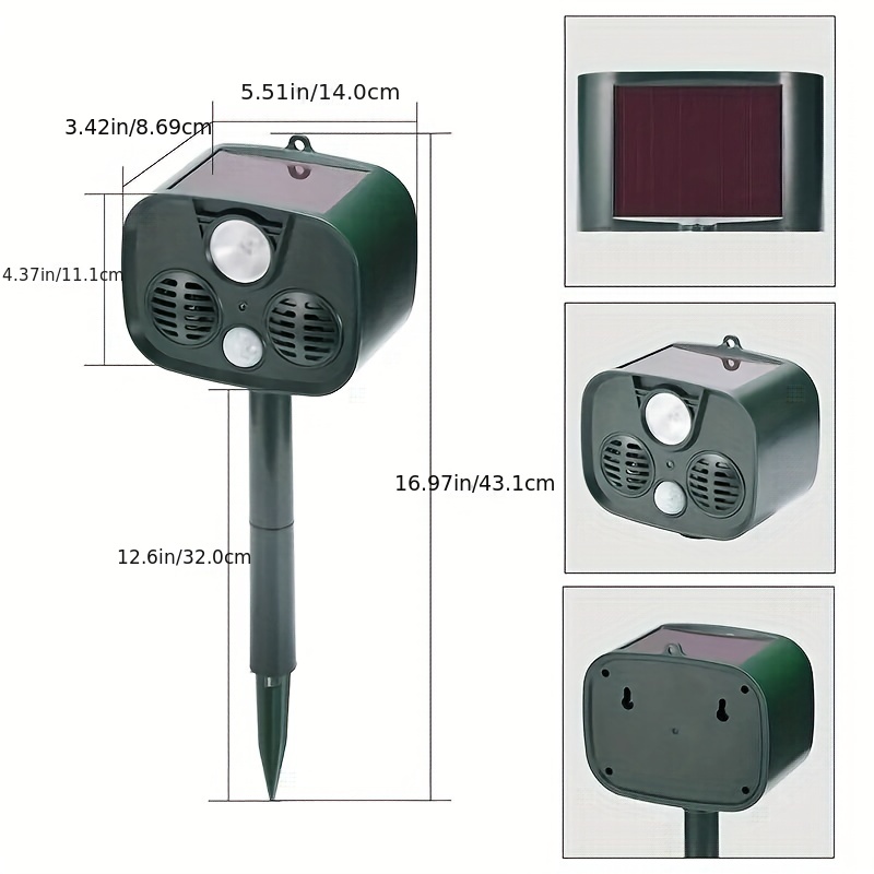 Solar Animal Repeller, Outdoor Ultrasonic Rat Repellent, Electronic
