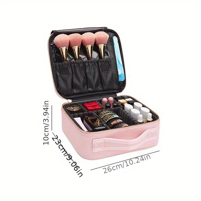 Travel Makeup Train Case Professional Cosmetic Bag Organizer Portable  Artist Storage Make Up Compartments Tool Box With Adjustable Dividers For  Brushes Toiletry Jewelry - Temu