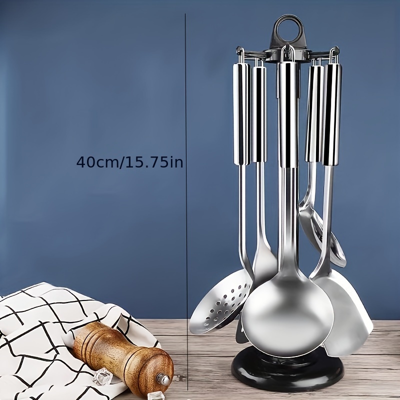 Stylish Golden Kitchen Utensils With Holder Stainless Steel - Temu