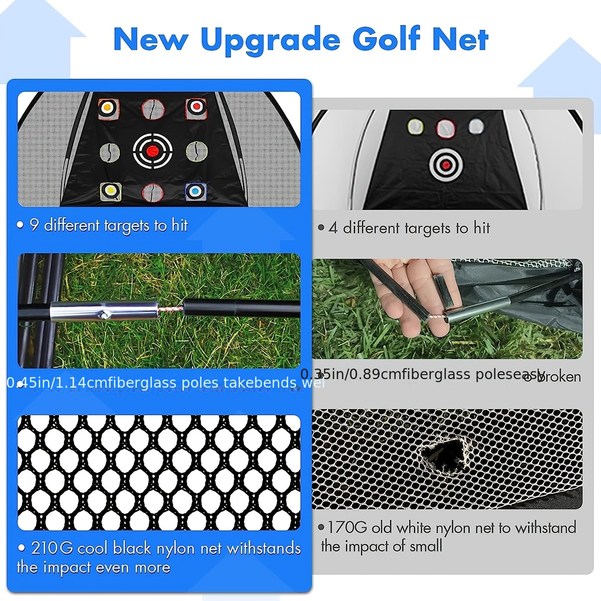 Golf Net, 10x7ft Golf Practice Net with Tri-Turf Golf Mat, All in