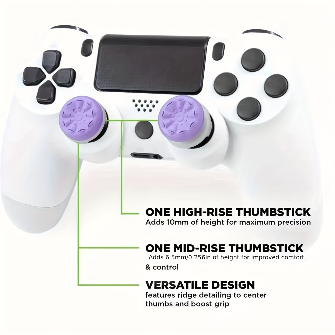 

Premium Silicone Thumb Sticks For Ps-4/ps-5, , Battery-free, Options - Purple/black