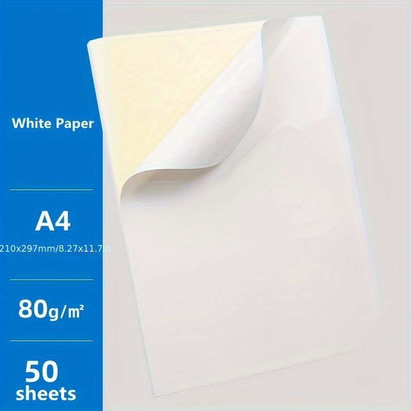 50Sheets/Lot White Matte Adhesive Paper A4 Printable Sticker Paper