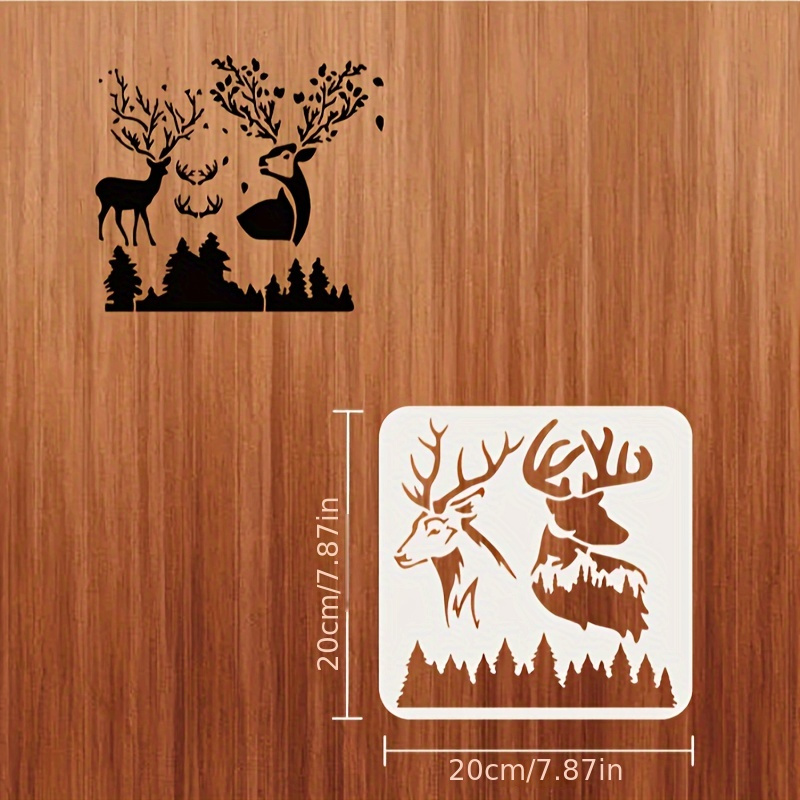 11 Pcs Deer Stencils Forest Mountain Tree Deer Head Stencils for Wood  Burning Stencil Template Stencils for Painting on Wood Crafts Home Decors  (Wolf)