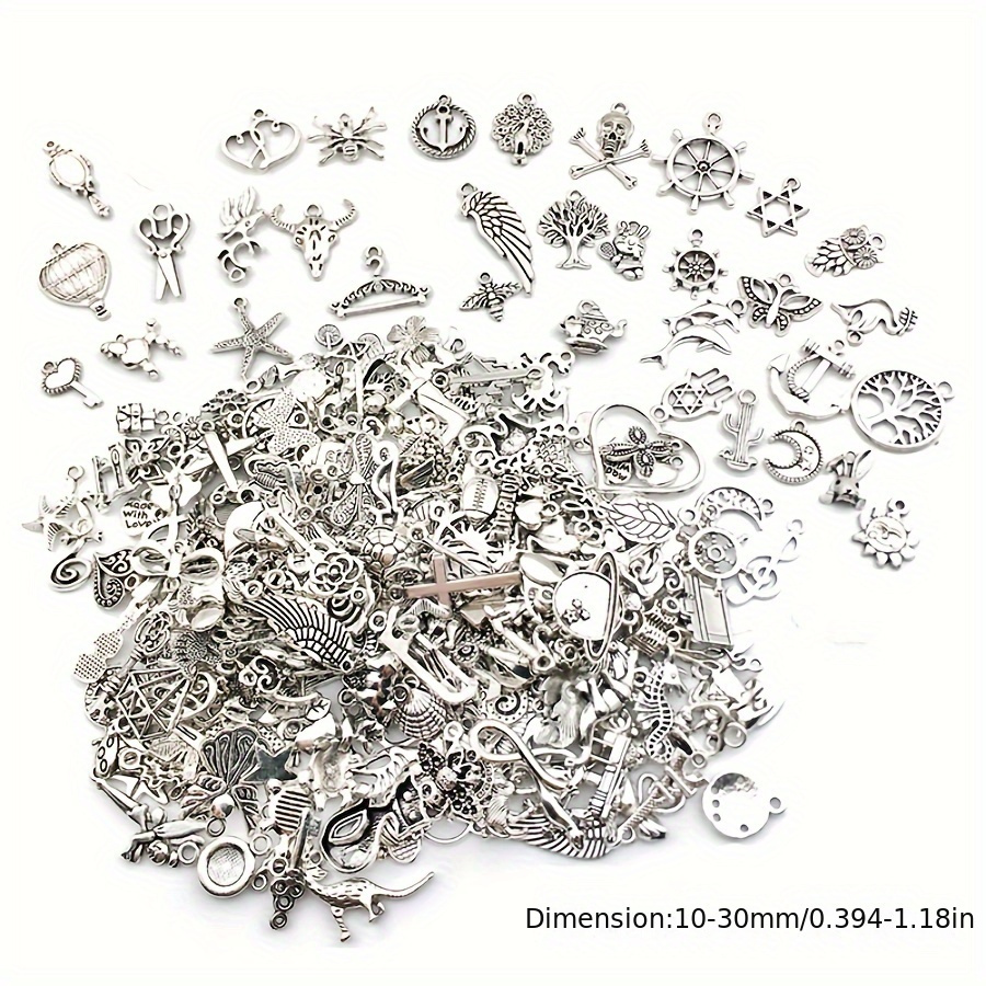 50Pcs Vintage Charms Bulk Lots Mixed Antique Silvery & Golden Alloy  Pendants Charms Creative Cool For DIY Bracelet Necklace Handmade Crafts  Jewelry Ma