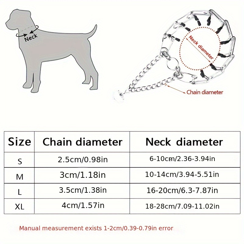 Dog choker chain outlet sizes