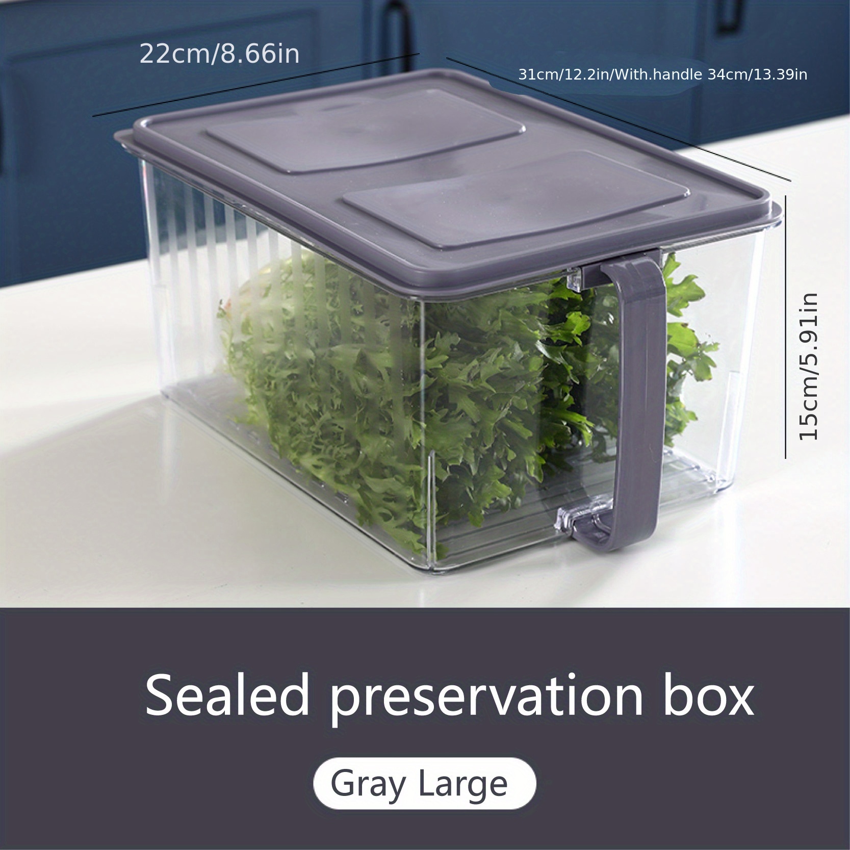 Large-capacity Kitchen Refrigerator Storage Box with Lid Handle