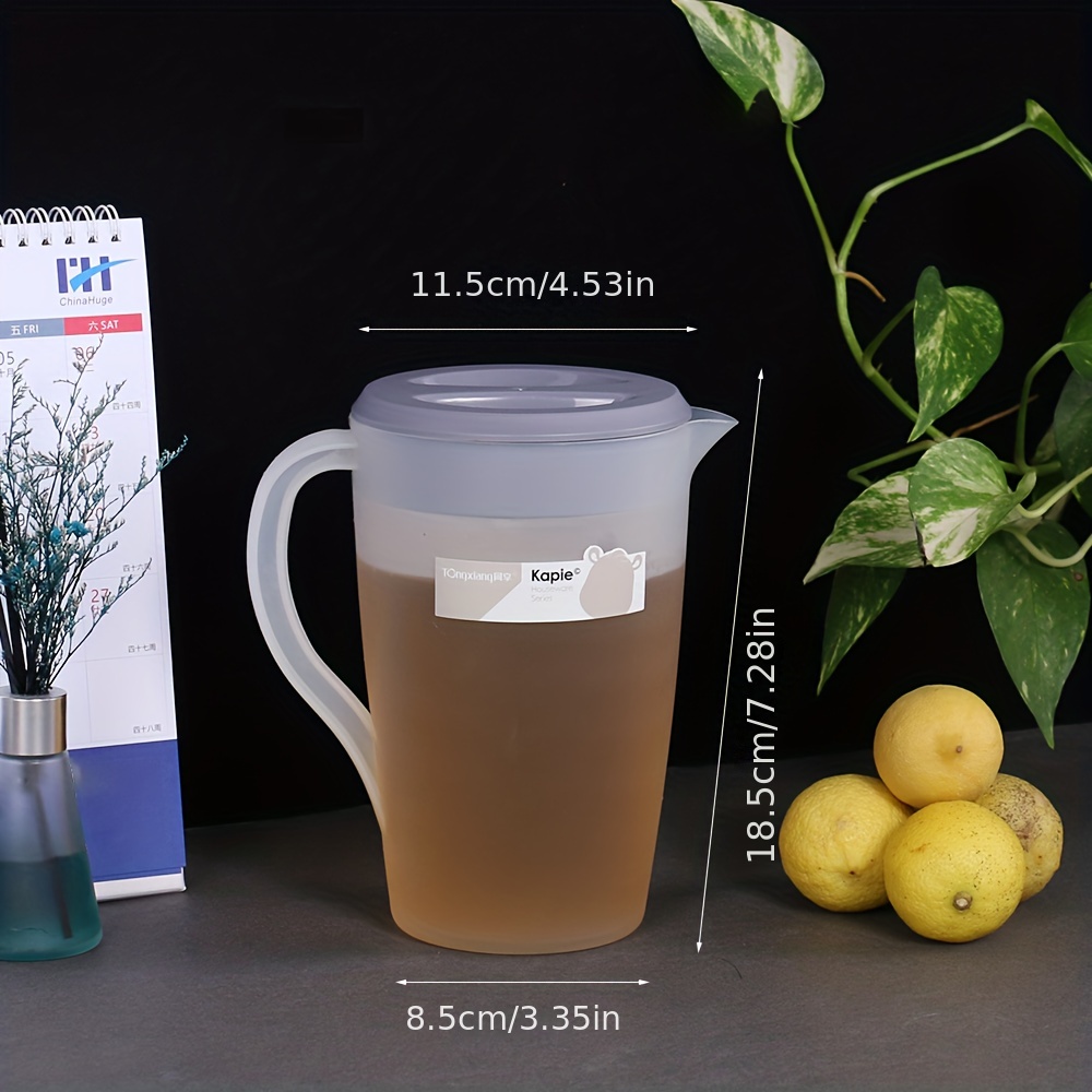 Jarra de vidrio de 1.2 litros con tapa, juego de 6 tazas de 10.1 fl oz para  agua fría caliente, café, leche, jugo de té helado, jarras de cristalería