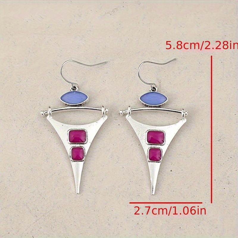 Women's Creative Punk Triangle Silvery Epoxy Purple Earrings