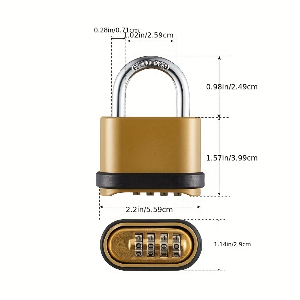 4 Digit Combination Lock Outdoor Padlock Heavy Duty Locker - Temu