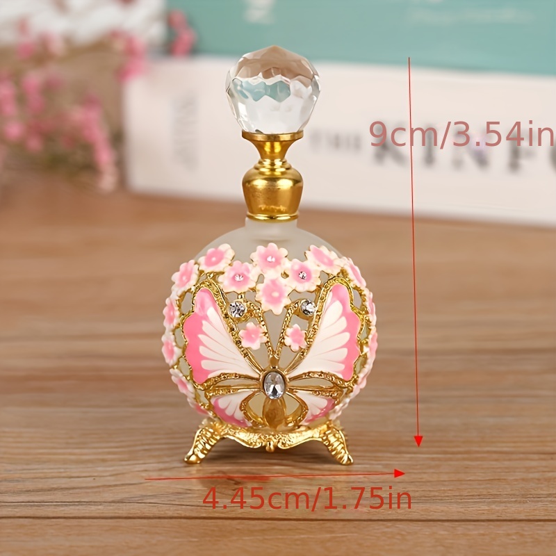 Butterfly & Flower Jeweled Perfume Bottle Empty Vintage Refillable  Essential Oil Bottle 25ml Decorative Antique Liquid Container Travel  Essentials