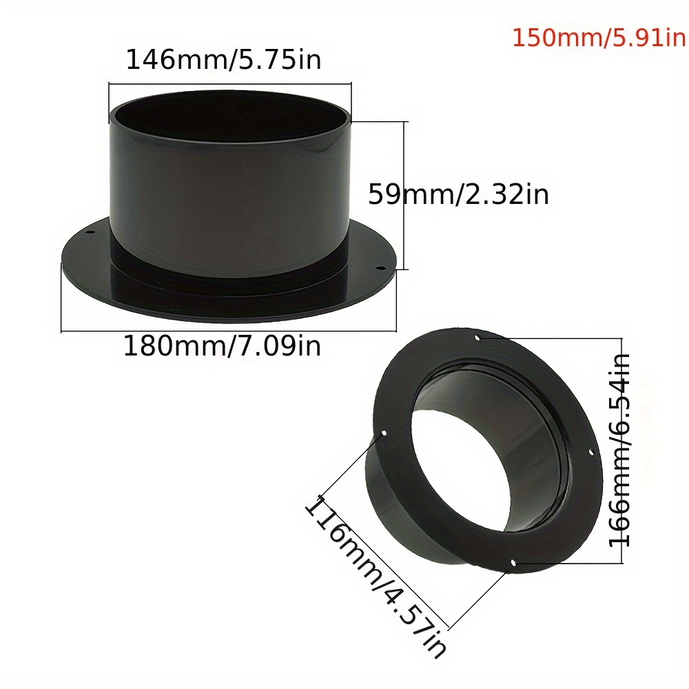 Image of Please That The Size Of The Product Is What You Need Before Purchasing Black Wall Flange Connector Fan Connection Plastic Round Vent Pipe Adapter Exhaust Pipe Connector Ventilation Pipe