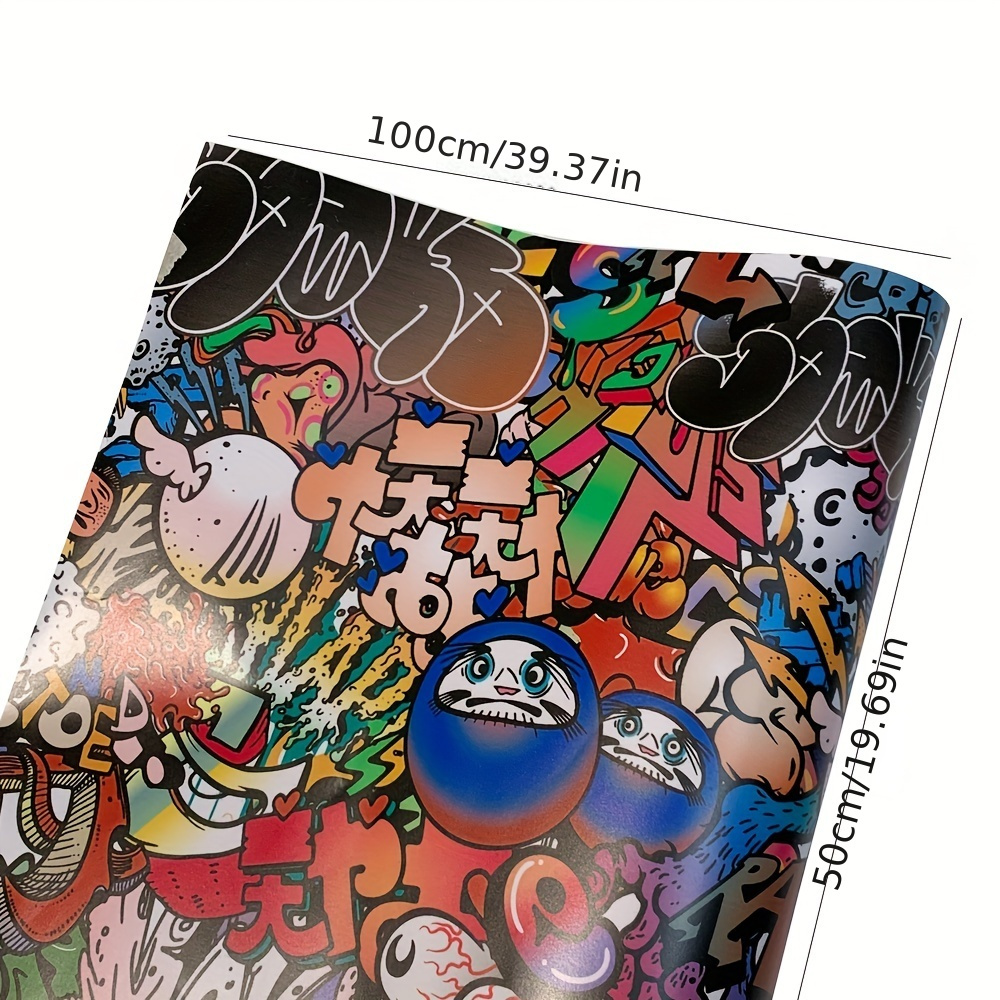 Image of Cheshjong Waterproof Vinyl Wrap For Cars, Motorcycles & Bikes - 19.69x39.37in Graffiti Decal Sticker, Scratch-resistant Pvc Film