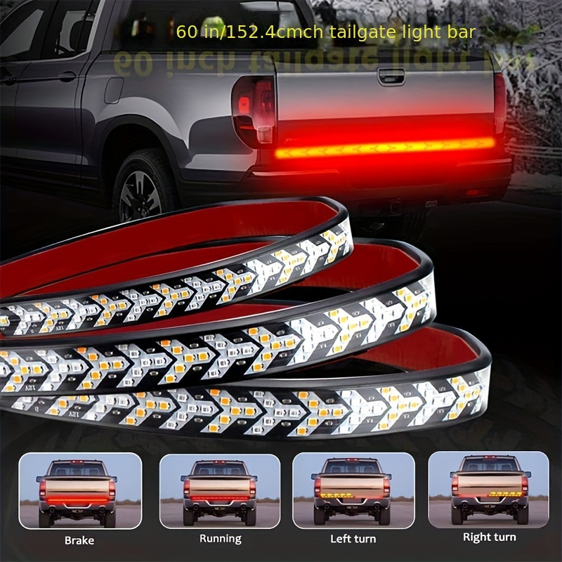 TEMU 1pc 59 Inch Triple Row 540 Led Light Bar For Pickup Trucks Trailers Rv Van - Flexible Sequential Turn Signal, Red Amber Yellow Lighting , 12v Hardwired, Over 3000 , No Battery Required