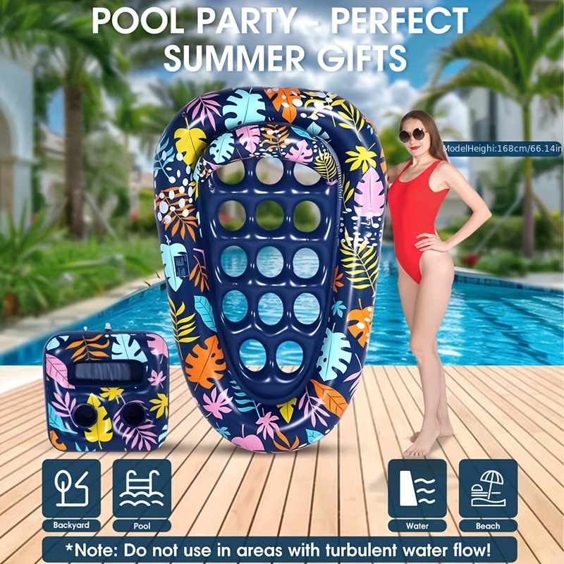 Pool Chair COOLCOOLDEE Pool Float With Canopy,Cup Holder XL