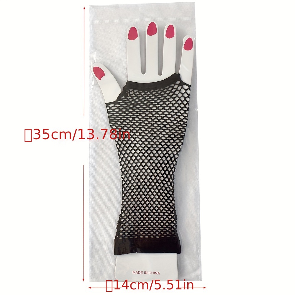 Amscan Guantes largos de red blanca para adultos, 1 par, guantes sin dedos  para mujer, ideales para accesorios de los años 80 para mujeres, guantes