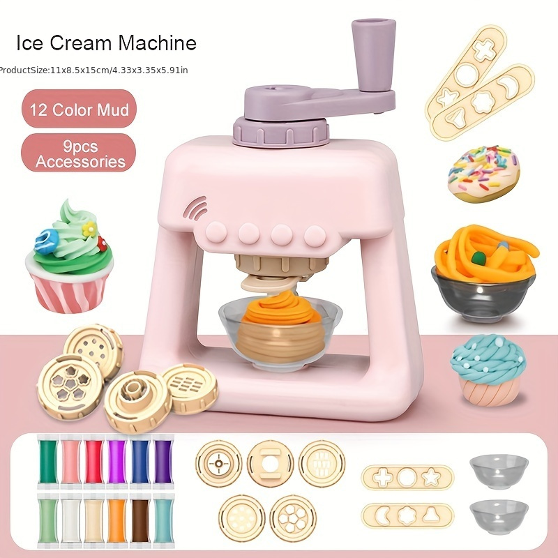 Machine à Nouilles en Argile, Pâte À Modeler pour la Cuisine et la Crème  Glacée, Créatifs Cuisine Accessoire Pate pour Enfants 4 5 6 7 8 Ans Cadeau  de Jouet-Multicolore