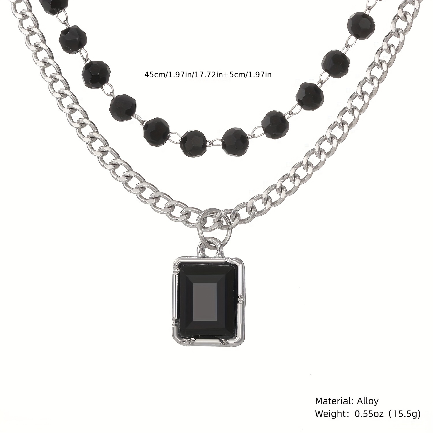 Black Choker Necklace Double Layered Necklace Rhinestone - Temu