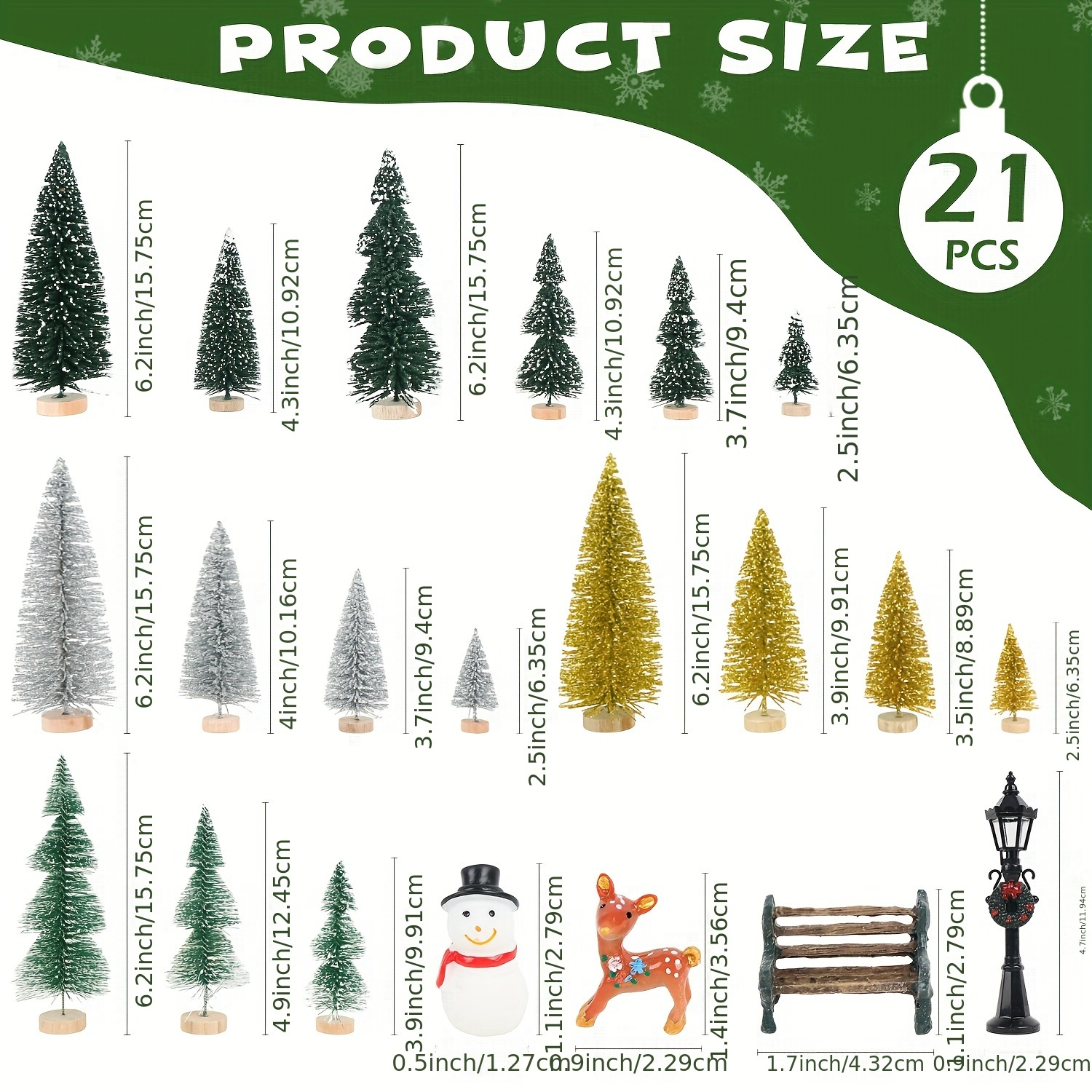  KUUQA Mini Christmas Trees Bottle Brush Trees with Snowmen  Reindeer, 31Pcs Christmas Village Sets Village Accessories Ornaments for  Christmas Decorations Indoor Village Display Platforms Winter Decor : Home  & Kitchen