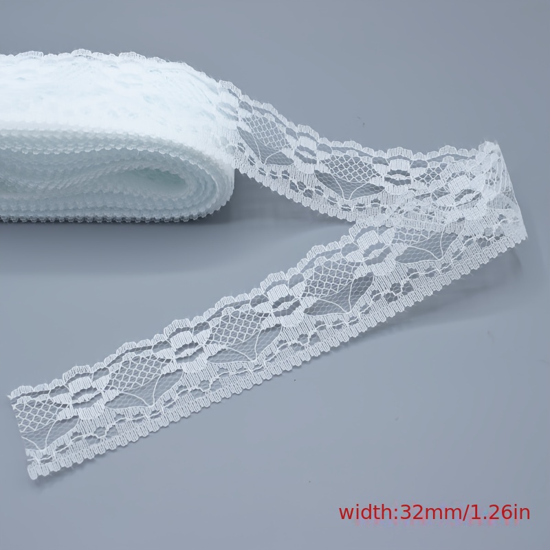 (5 yards/roll) white Lace ribbon fabric Webbing Decoration Lovely gift  packing polyester Material