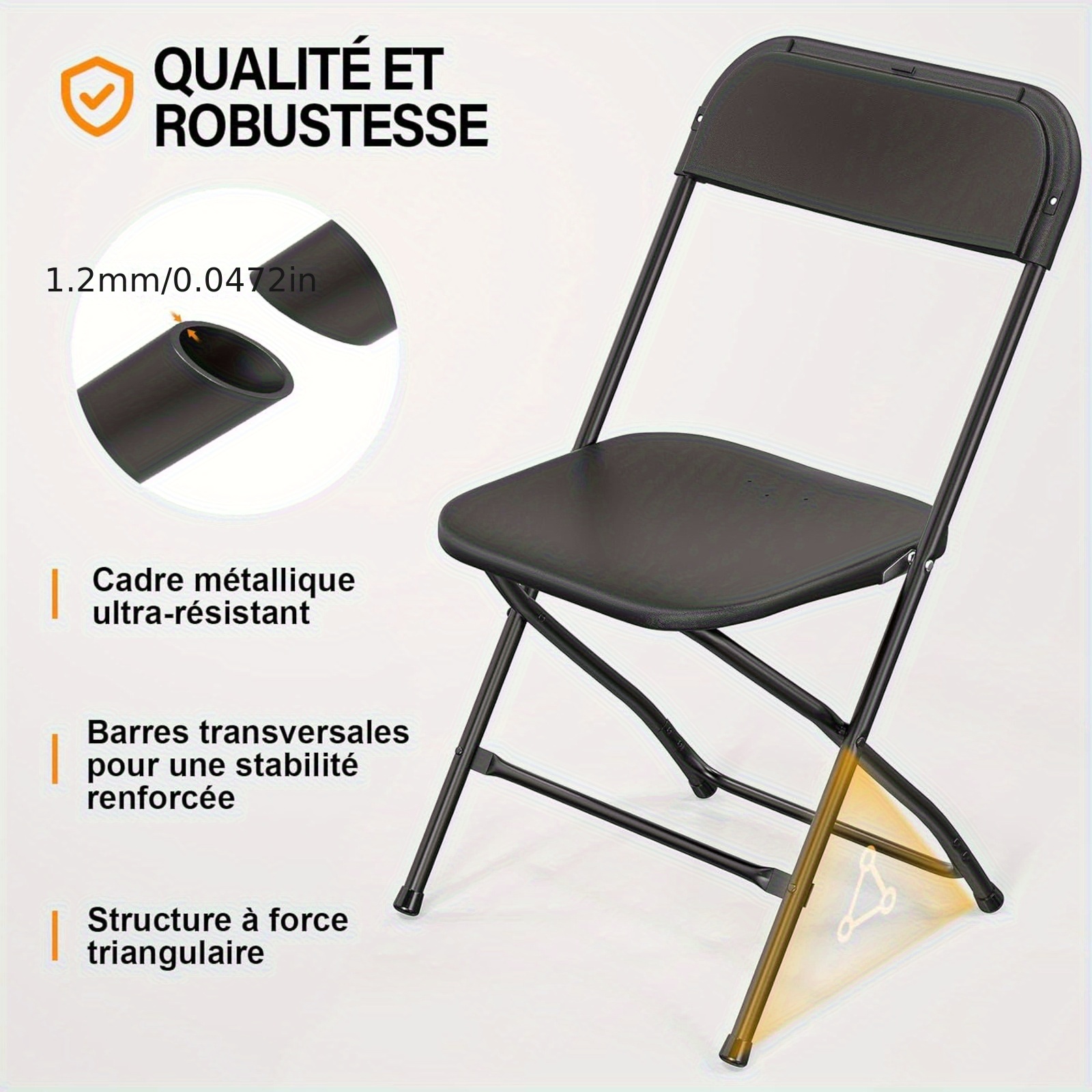 Image of Bonnlo Folding Chair, Set Of 4/ 6/ 10 Garden Chairs, Folding Camping Balcony Garden Chair, Stackable, Made Of Metal & Synthetic Material, Up To 158kg, Black