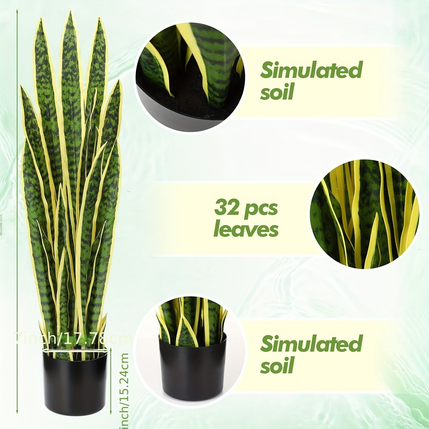3 pack 3 15 ft tall artificial snake plant sansevieria - Temu