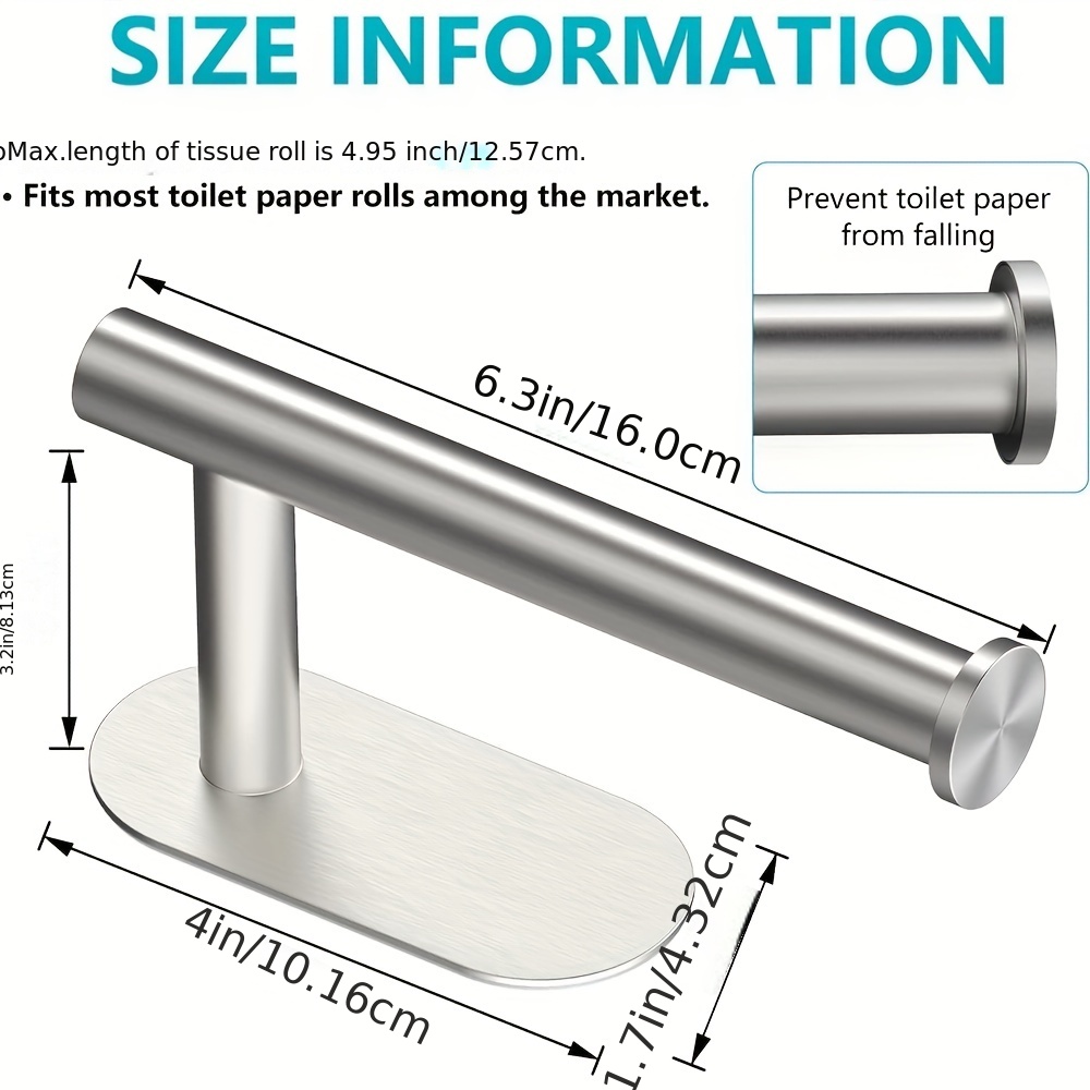 1pc Self-adhesive Toilet Paper Holder, Thickened Stainless Steel Rustproof  Adhesive Bathroom Tissue Roll Holder, No Need To Drill, Suitable For  Bathroom, Kitchen